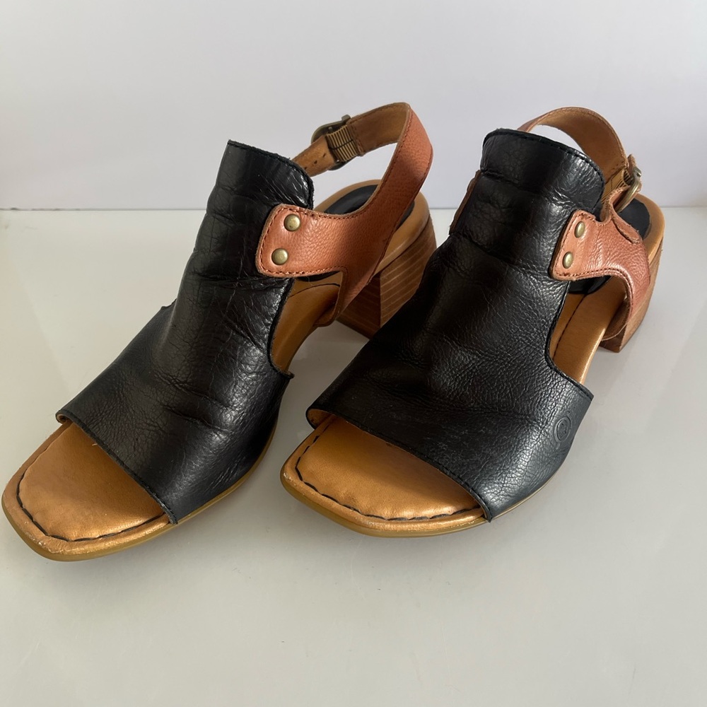 Born Black and Tan Women's Sandals, Sz 10